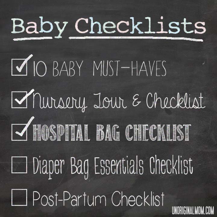 Baby Checklists: Hospital Bag Checklist - unOriginal Mom