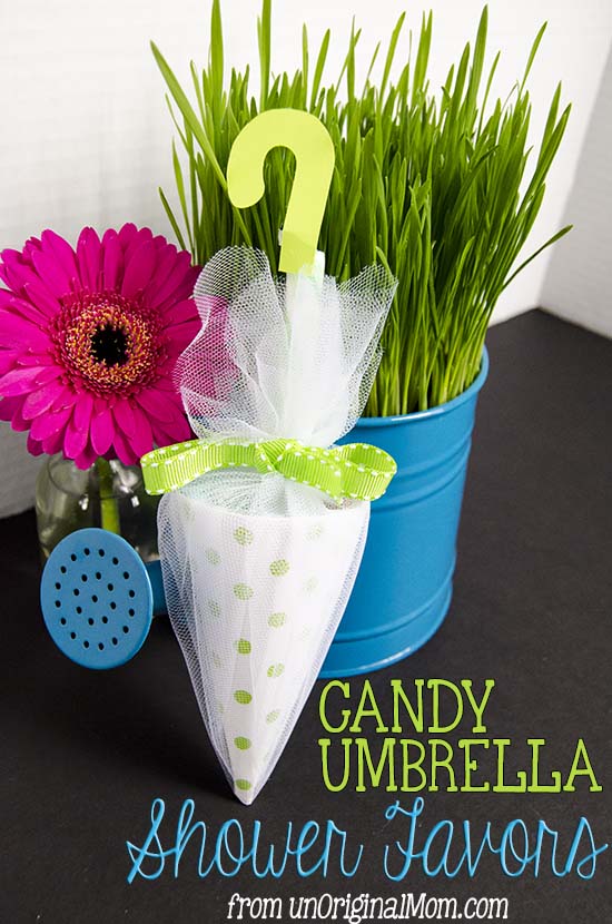 Candy Umbrella Shower Favors - perfect for a rain or umbrella themed baby shower or bridal shower!