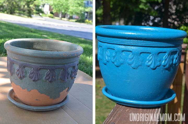 Spray paint a flower pot to give it new life! | unOriginalMom.com