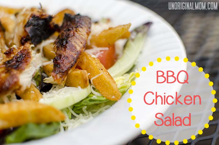 Easy Grilled Barbecue Chicken Salad - a delicious and filling meal in one bowl, ready in 20 minutes, and no pots to clean up!  |  unOriginalMom.com