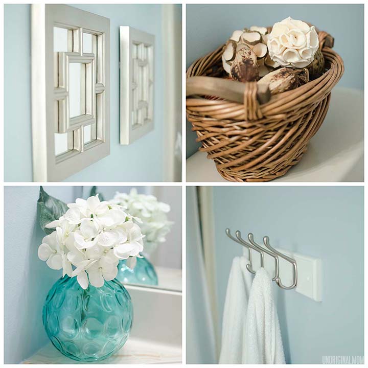 Master Bathroom Re-do - update your bathroom with accessories!  #bathroom #blue #accessories