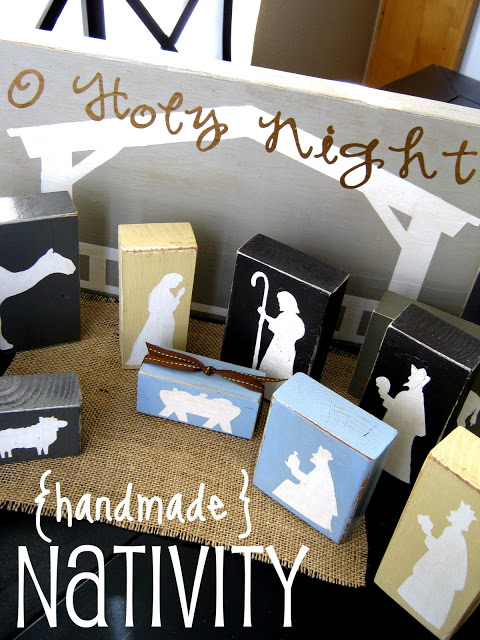 Original Friday Feature - Handmade Block Nativity from Ginger Snap Crafts