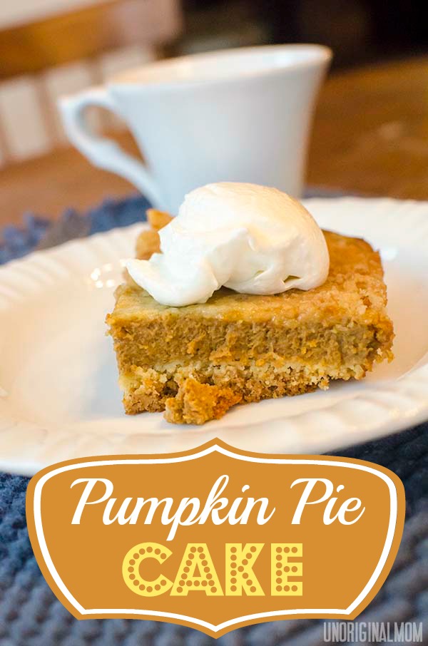 Pumpkin Pie Cake - easy and delicious layered dessert made with canned pumpkin and yellow cake mix.  |  unOriginalMom.com