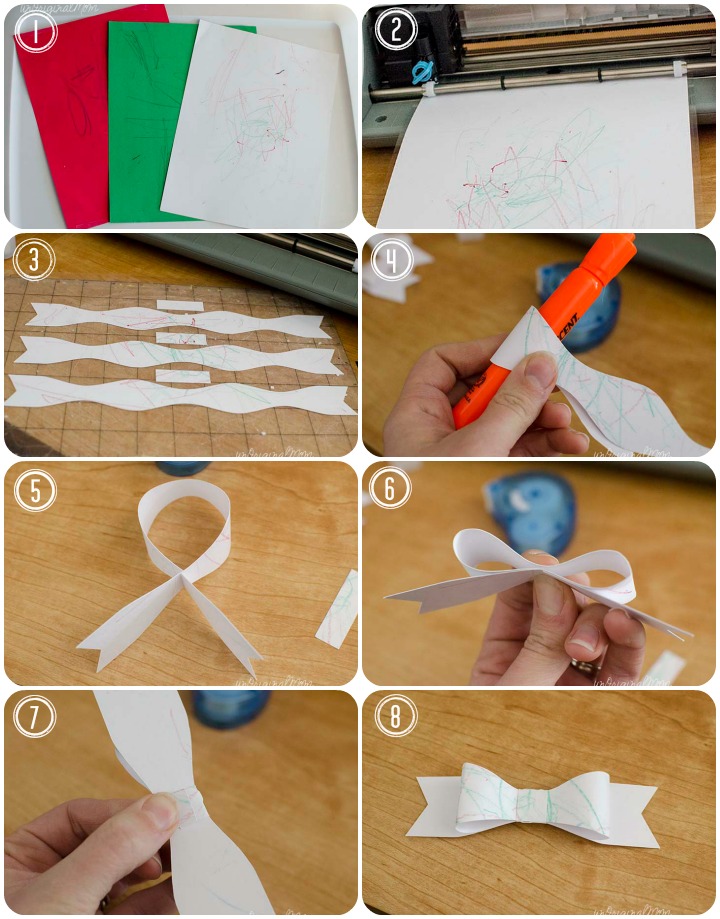 Baby-Made Bows - use your little one's scribbles to make gift bows for wrapping presents!