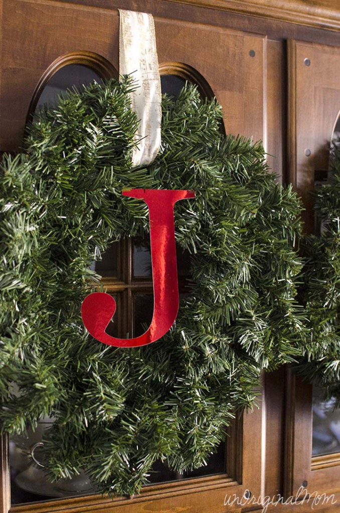 Simple, quick, and easy way to decorate your china cabinet for Christmas!