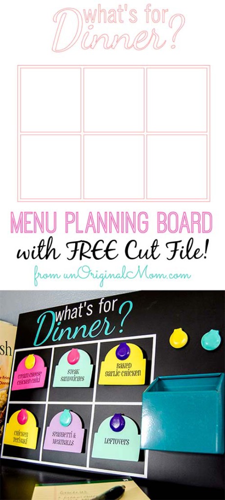 Menu Planning Board - pick from pre-printed meal tags and shop for 6 meals, but you don't have to schedule specific meals for each day!