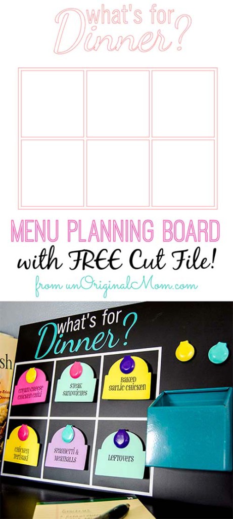 Menu Planning Board - pick from pre-printed meal tags and shop for 6 meals, but you don't have to schedule specific meals for each day!