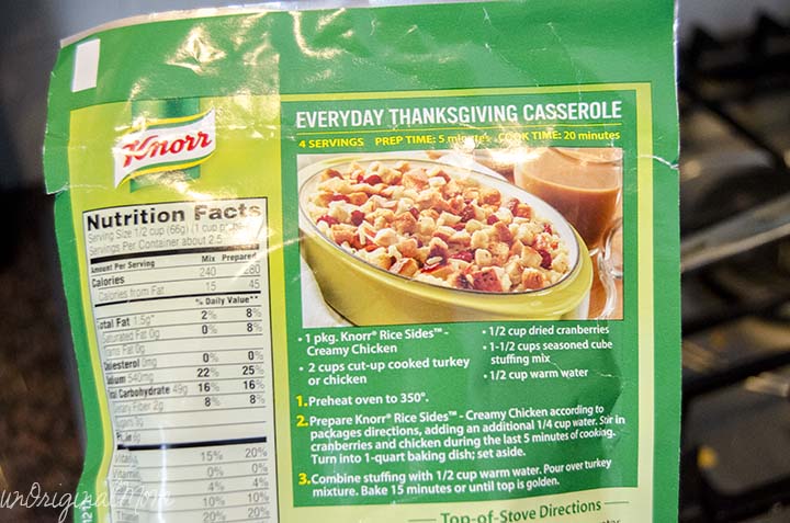 Everyday Thanksgiving Casserole - Knorr Creamy Chicken Rice Side + leftover turkey or chicken +stuffing mix = delicious and easy weeknight meal!