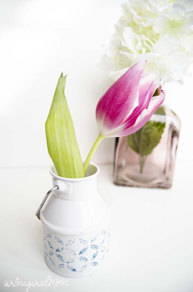Decorate a plain vase using Mod Podge Peel and Stick Stencils