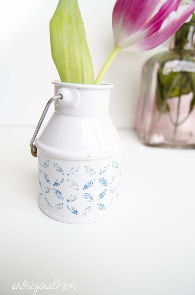 Decorate a plain vase using Mod Podge Peel and Stick Stencils