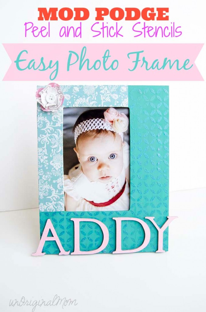 Decorate a plain photo frame using Mod Podge Peel and Stick Stencils