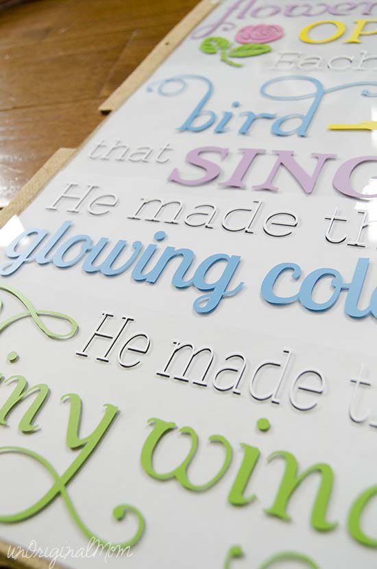 "All Things Bright and Beautiful" text for spring with a free cut file!