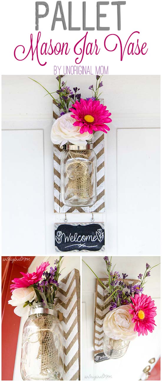How to make a pallet mounted mason jar vase - great step by step tutorial with photos!