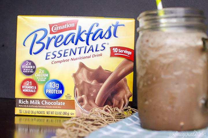 3 ingredient mocha frappe, made with Carnation Breakfast Essentials - get your morning essentials with your cup of coffee!