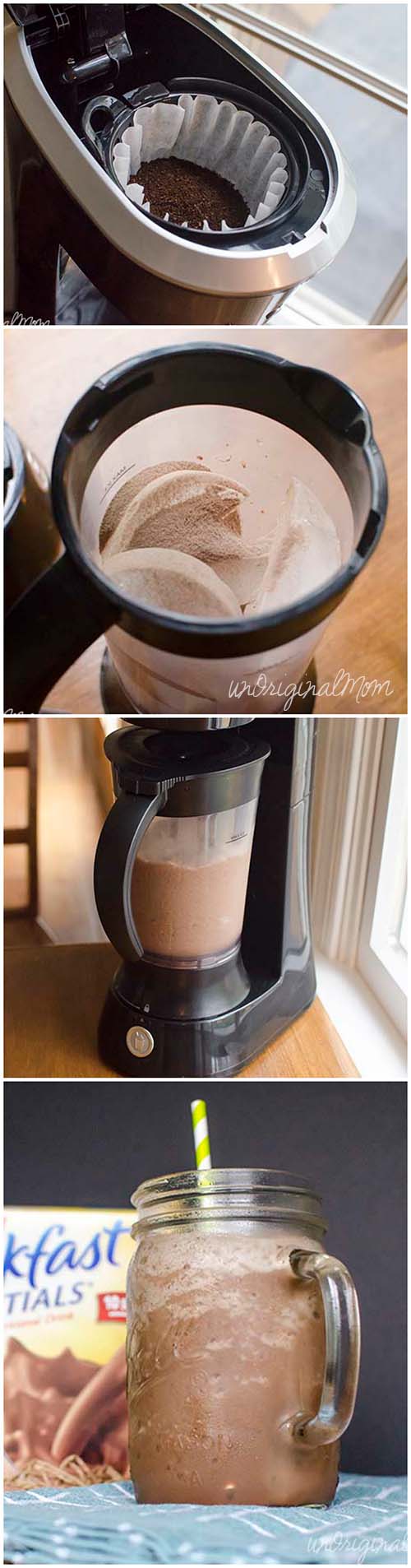 3 ingredient mocha frappe, made with Carnation Breakfast Essentials - get your morning essentials with your cup of coffee!