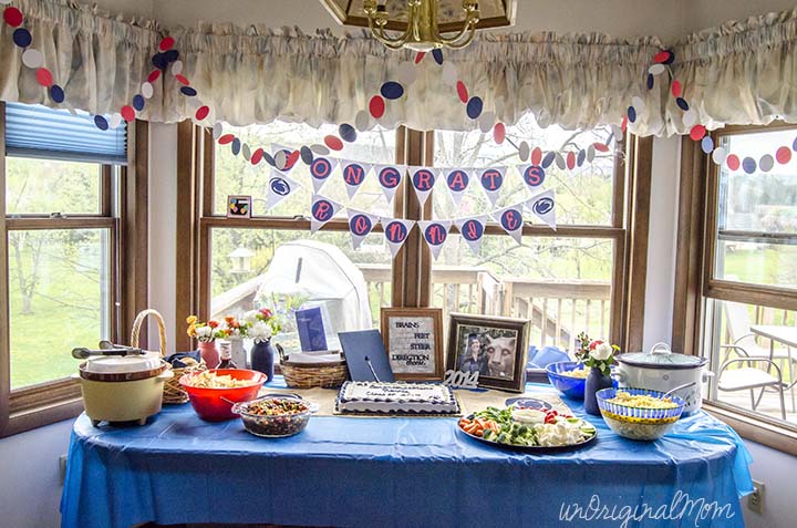 Navy Blue, White, and Coral Penn State Graduation Party!