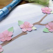 Cherry Blossom Watercolor Wall Art with your Silhouette