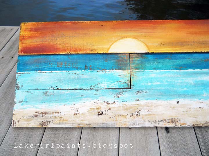 A painted pallet by a non-artist...easy to do and great for a summer mantle display!