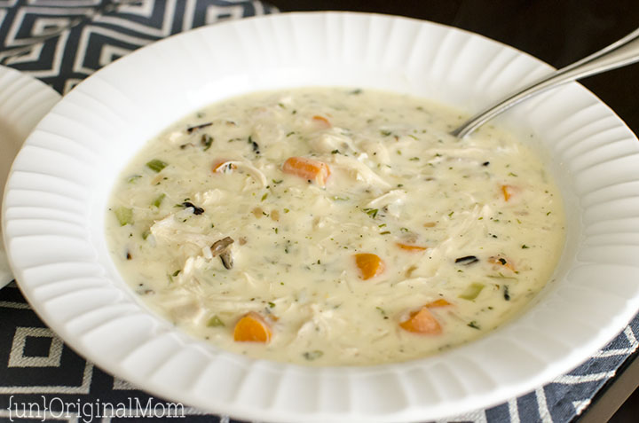 Chicken and Wild Rice Soup made easy with a box of Wild Rice with seasoning - a delicious and hearty soup for the cold winter months!