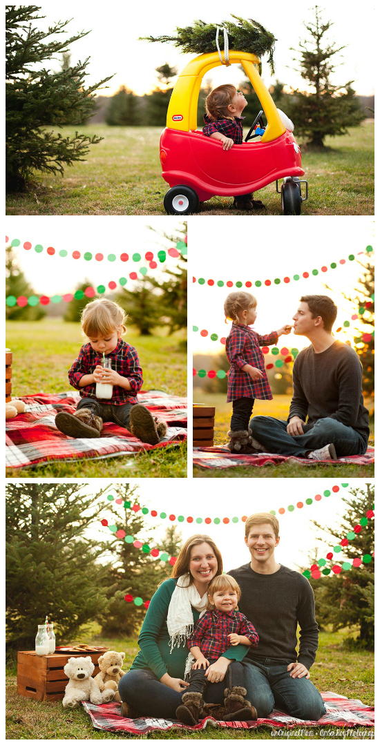 Great ideas for staging family christmas photos at a tree farm. So cute!