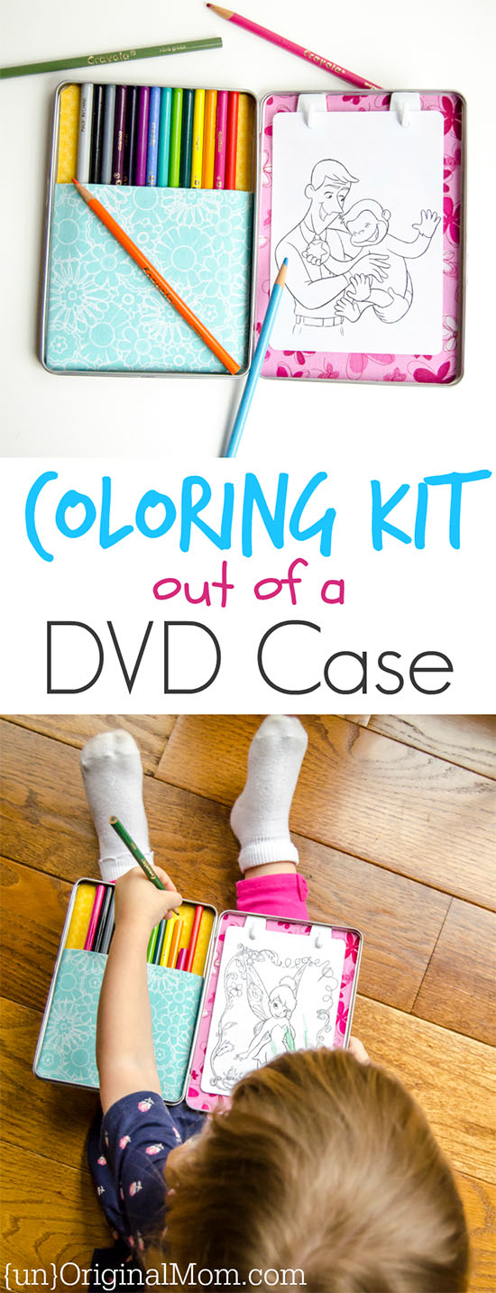Upcycle a DVD case into a portable coloring kit - so fun!