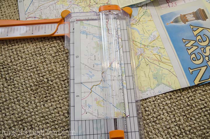 Easy DIY paper strip hearts made out of maps.  So great for a travel themed bridal shower or baby shower