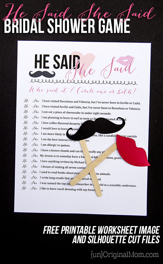 "He Said She Said" - fun idea for a bridal Shower game!