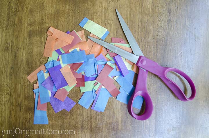 Tissue paper "stained glass" - easy kid craft project with Glad Press'n Seal