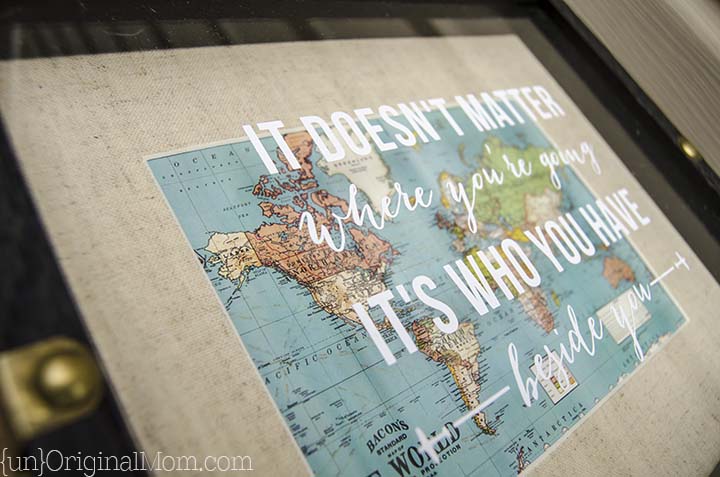 Travel Quote shadow box gift - perfect for a travel themed bridal shower!