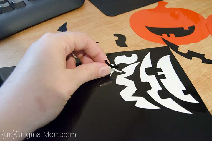 Cut window cling material with your Silhouette to make fun choose-your-own Jack o'Lanterns!