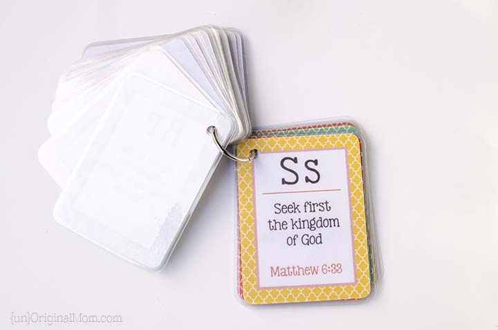 Free printable ABC scripture memory cards for preschoolers