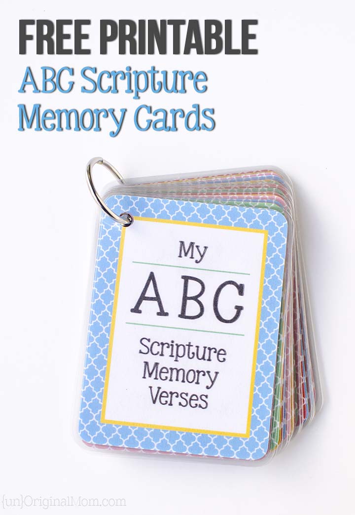 Free printable ABC scripture memory cards for preschoolers