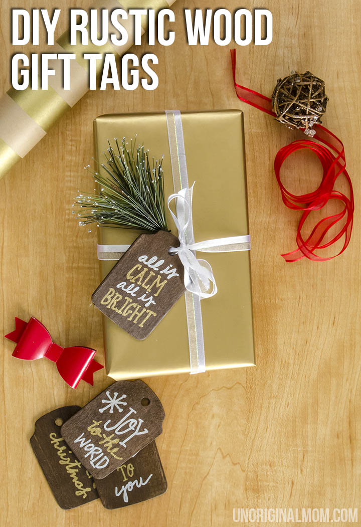 Rustic stained wood gift tags with metallic sharpie paint pens. A beautiful addition to holiday wrapping!