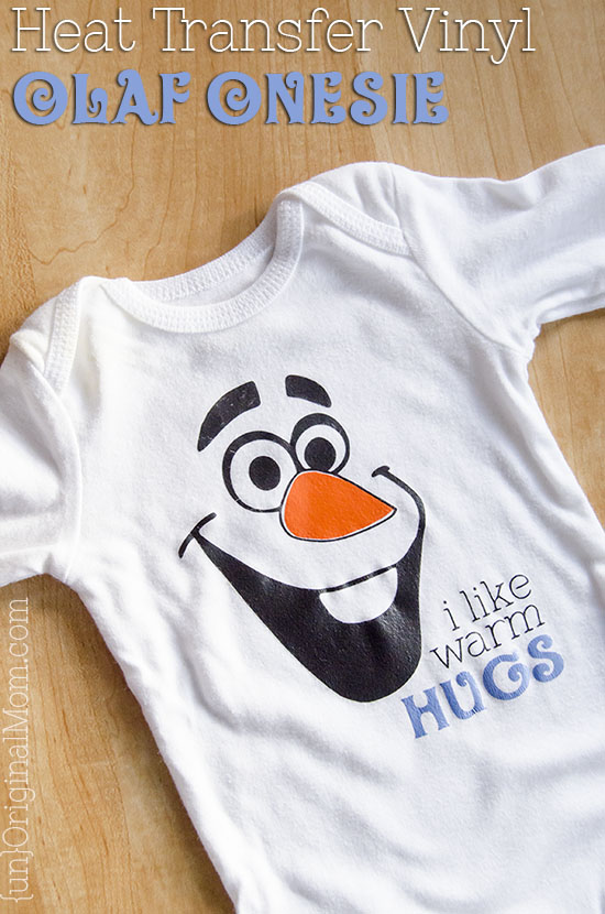 Adorable Olaf "I like warm hugs" snowman onesie, made with heat transfer vinyl.