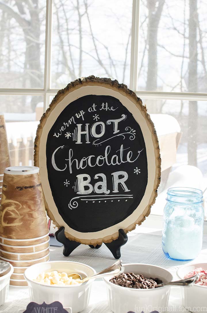 Hot Chocolate Bar with a hand lettered sign