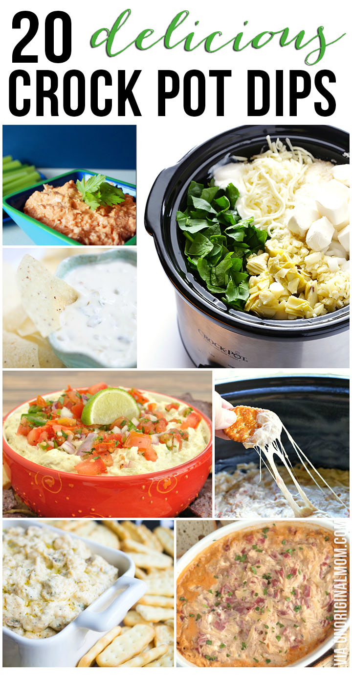 20 Delicious Crock Pot Dip Recipes - perfect for easy game day appetizers and entertaining! 