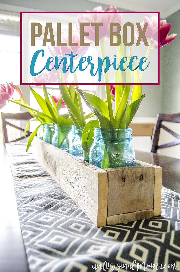 DIY Wood Pallet Box Centerpiece - with easy plans to make one yourself! Fill it with different things for each season to use year-round.