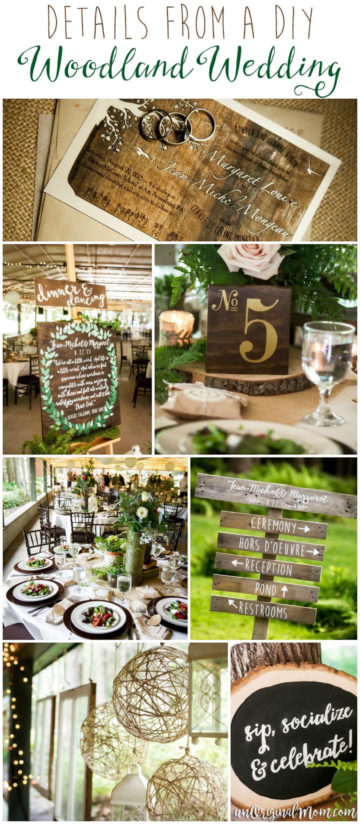 Elements from a stunningly beautiful enchanted forest DIY woodland wedding.