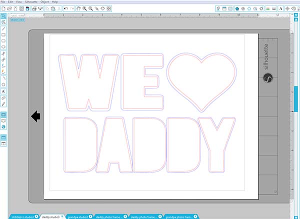 Use Silhouette Studio to create a "We <3 Daddy" photo frame - complete step-by-step tutorial and cut file!