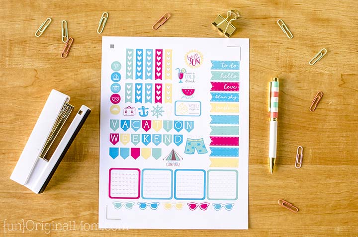 Really fun and colorful planner stickers for summer, made with a Silhouette. Plus a free cut file to print and cut your own.