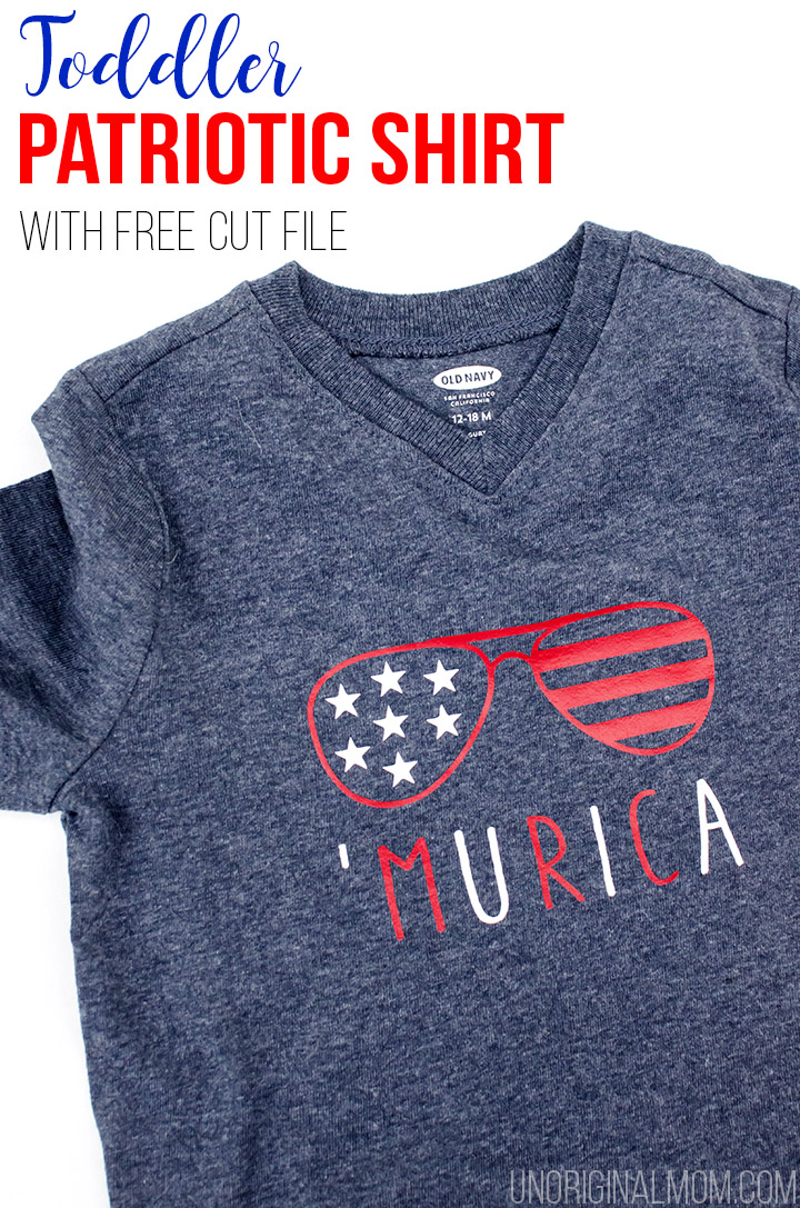 'Murica toddler t-shirt - perfect for the 4th of July! Free cut file to whip one up with your Silhouette.