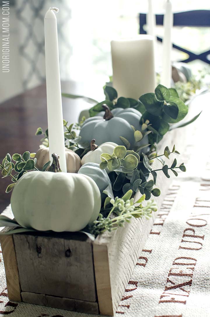 Fall Centerpiece with Chalk Painted Pumpkins 