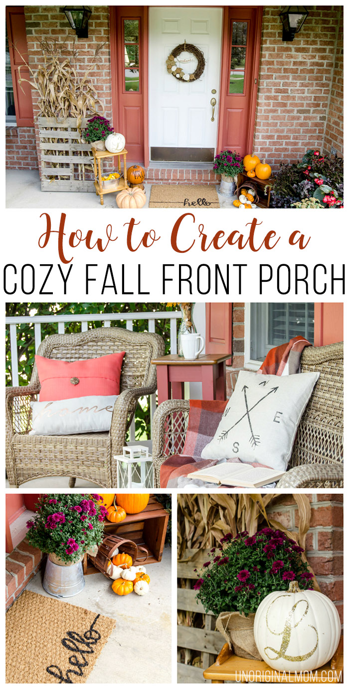 A beautiful and cozy fall front porch - so comfortable and inviting! Plus a few tips on how to decorate your own fall front porch.
