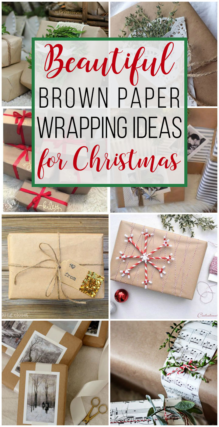 Love these ideas for dressing up brown paper packages at Christmas! Save money on wrapping paper and still have the prettiest gifts under the tree. #brownpapergiftwrap #brownpaper #giftwrapideas #christmas #myhandmadechristmas 