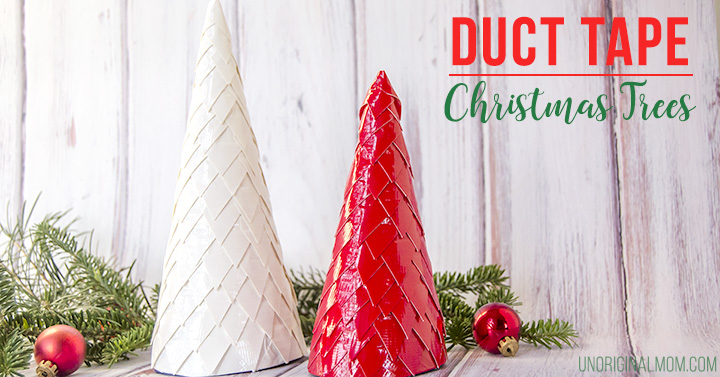 Make Christmas trees out of cereal boxes and duct tape! Super cheap Christmas decor, easy, and so pretty!