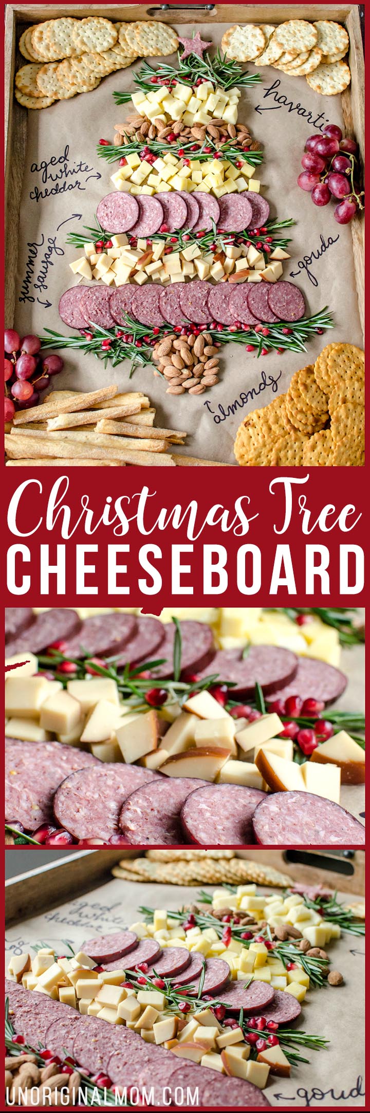 Create a Christmas tree cheeseboard for your holiday entertaining - it's so easy! What a beautiful way to do a holiday cheese tray!