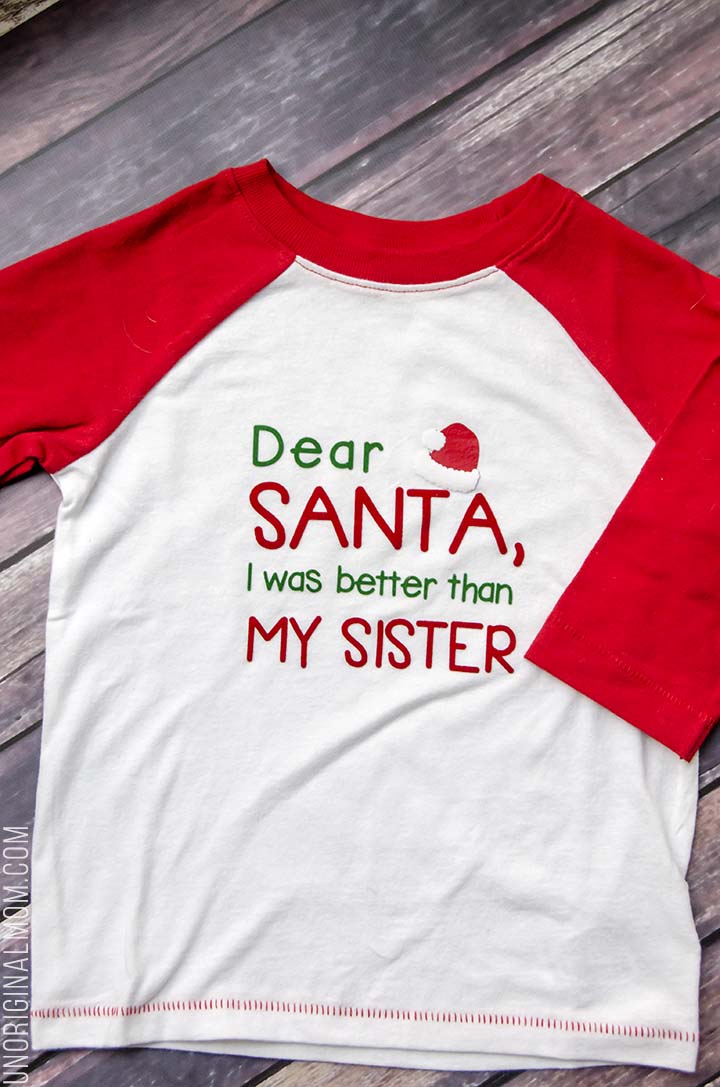 "Dear Santa" Brother-Sister shirts - such cute sibling christmas shirts! There's a free Silhouette cut file, too!