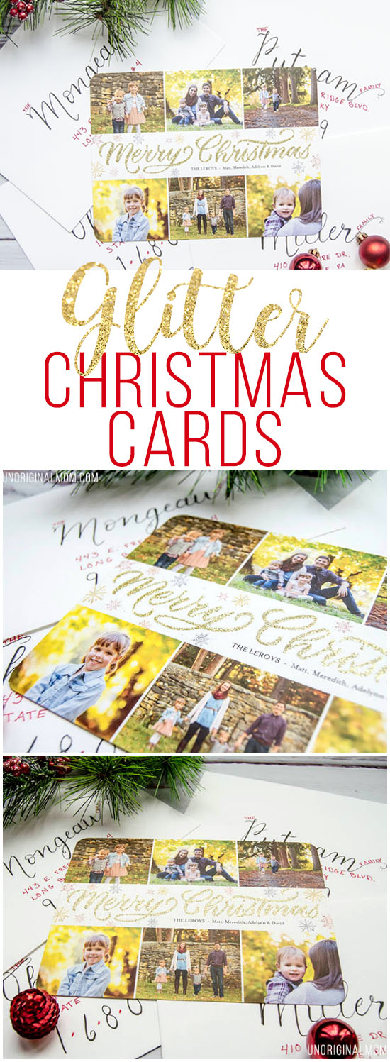 Glitter Christmas Cards - these family Christmas cards from Shutterfly are so pretty!