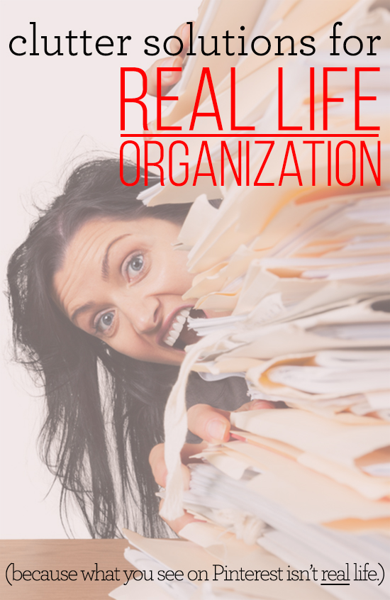 It's time to stop comparing yourself to magazine worthy images of unrealistic organization solutions. Here are two clutter solutions for REAL LIFE organization - for the everyday moms!
