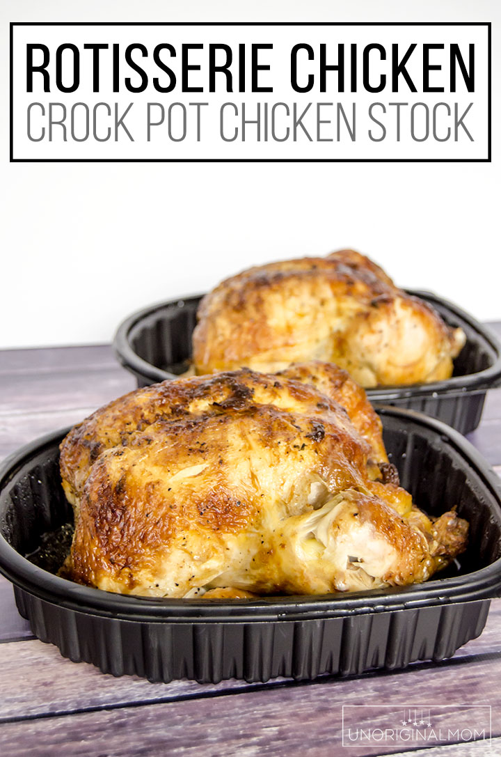 How to make the most delicious chicken stock in your crock pot with a rotisserie chicken - so cheap and easy! | crock pot chicken stock | rotisserie chicken stock | budget friendly meal planning